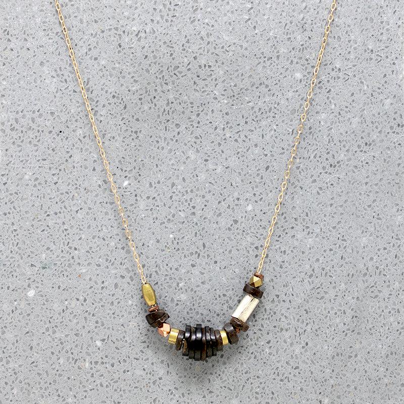 Mixed Metal & Coconut Bead Necklace by Brin