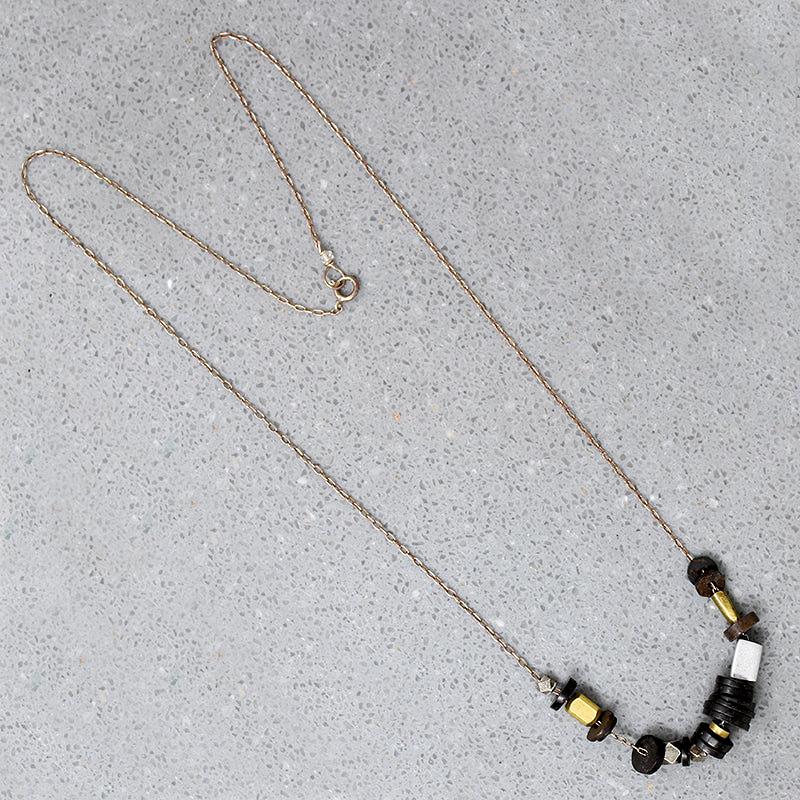 Coconut Silver & Brass Bead Necklace by Brin