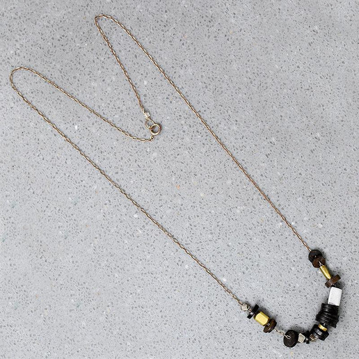 Coconut Silver & Brass Bead Necklace by Brin