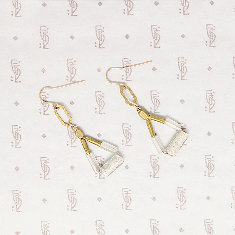 Cloudy Day Glass & Brass Bead Earrings