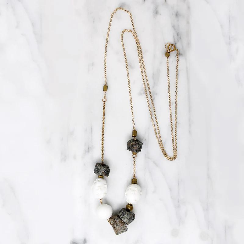 Unusual Glass & Stone Artisan Necklace by Brin