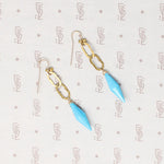Golden Link & Turquoise Spike Earrings by Brin
