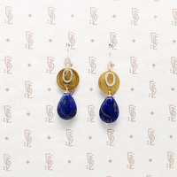 Brass & Sterling with Lapis Drop Earrings by Bri