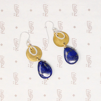 Brass & Sterling with Lapis Drop Earrings by Bri