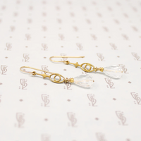 Golden Brass & Glittering Crystal Earrings by Brin