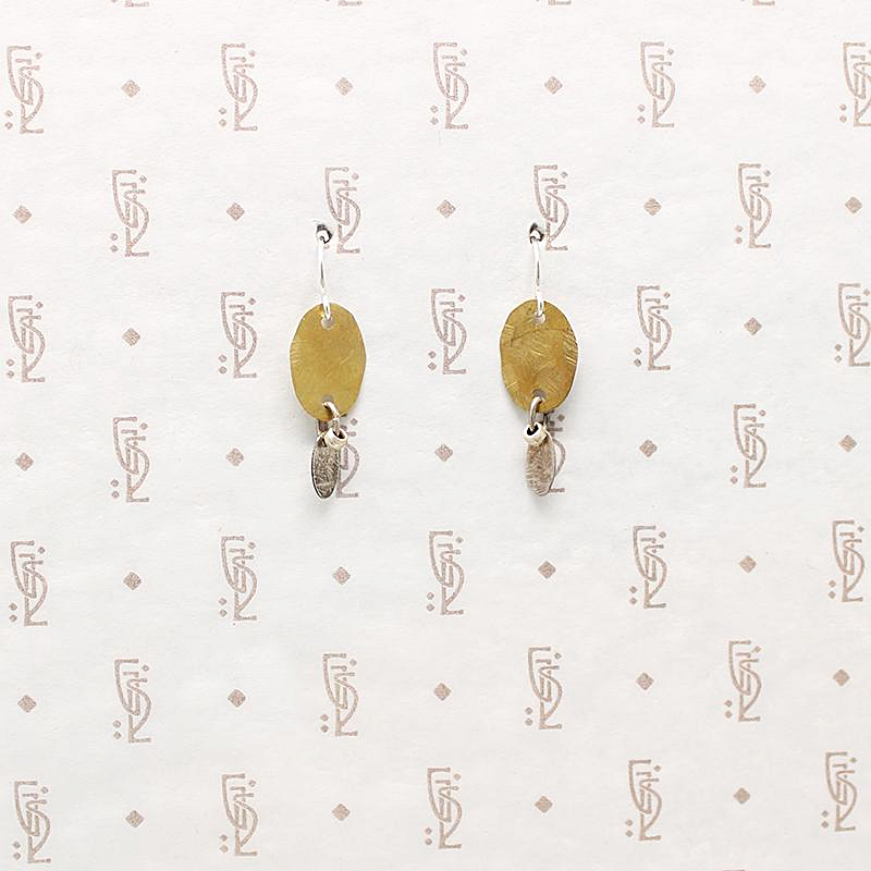 Brass & Silver Petal Earrings by Brin