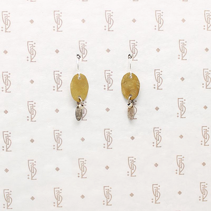 Brass & Silver Petal Earrings by Brin