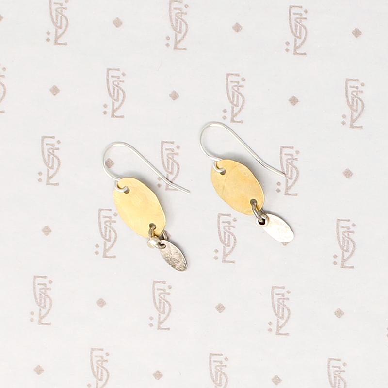 Brass & Silver Petal Earrings by Brin