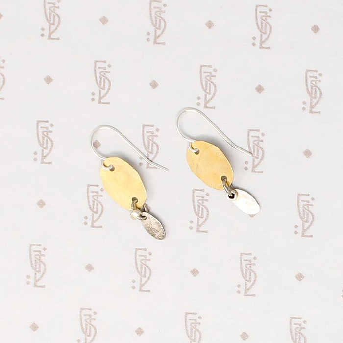 Brass & Silver Petal Earrings by Brin