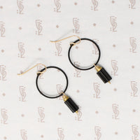 Brass & Black Tourmaline Earrings by Brin