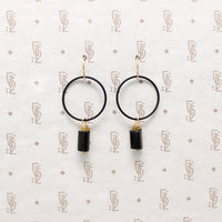 Brass & Black Tourmaline Earrings by Brin
