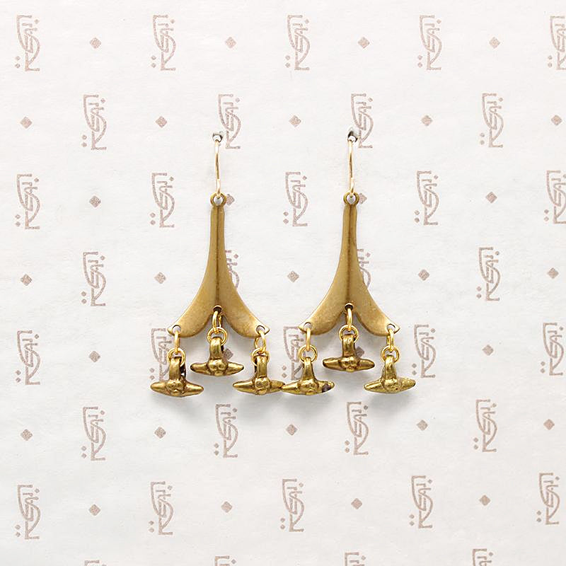 Industrial Vintage Brass Dangle Earrings by Brin