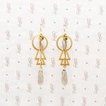 Fierce Brass & Smoky Quartz Earrings by Brin