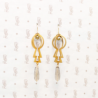 Fierce Brass & Smoky Quartz Earrings by Brin