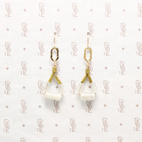 Cloudy Day Glass & Brass Bead Earrings