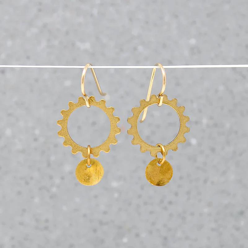 Industrial Vintage Brass Earrings by Brin