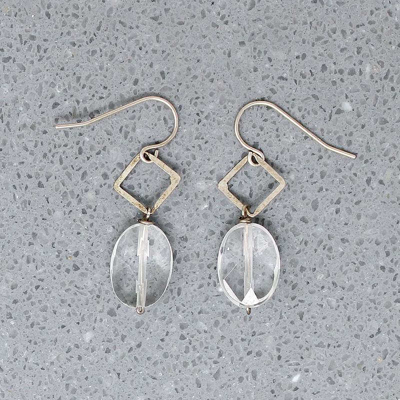 Faceted Crystal & Sterling Silver Earrings by Brin