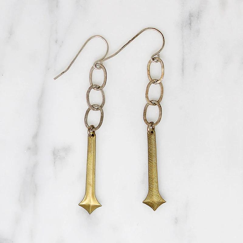 Brass Pendulum & Silver Earrings by Brin