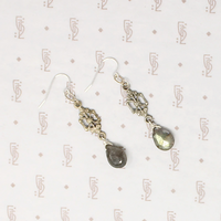 Romantic Austro-Hungarian Silver & Labradorite Earrings by Brin