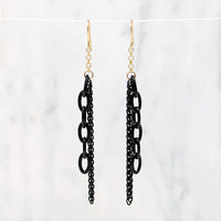 Glam Black & Gold Chain Earrings by Brin