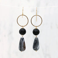 Dramatic Agate & Lava Rock Earrings by Brin