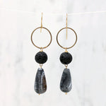 Dramatic Agate & Lava Rock Earrings by Brin