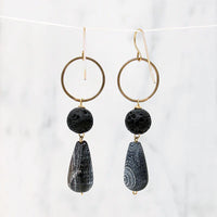 Dramatic Agate & Lava Rock Earrings by Brin