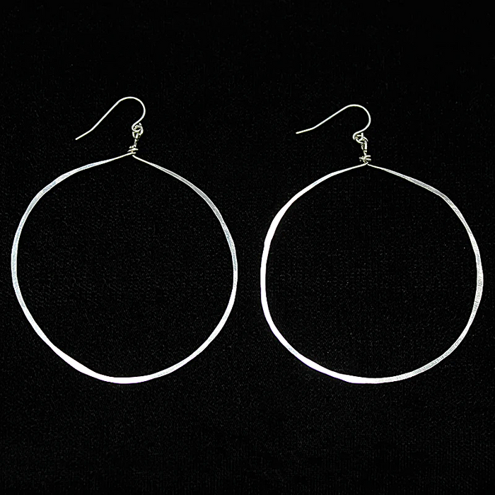 Artisan Hammered Silver Hoop Earrings by Brin