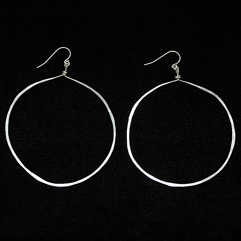 Artisan Hammered Silver Hoop Earrings by Brin