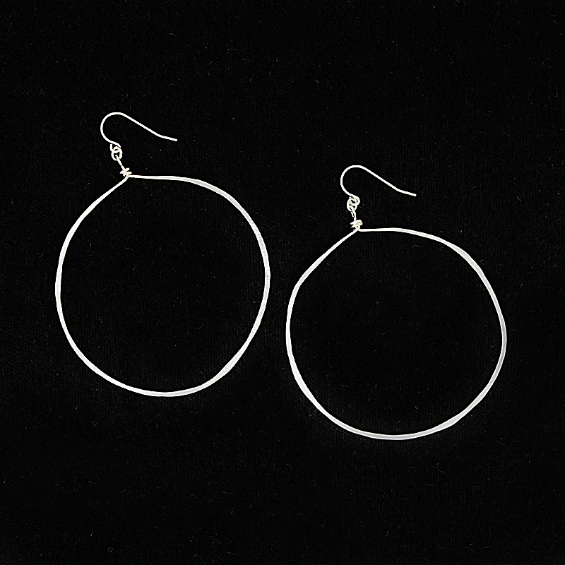 Artisan Hammered Silver Hoop Earrings by Brin