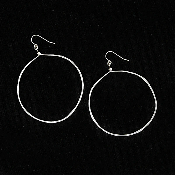 Artisan Hammered Silver Hoop Earrings by Brin