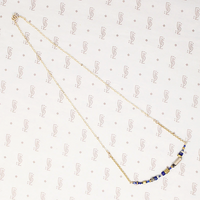 Vivid Blue Lapis & Brass Bead Arc Necklace by Brin