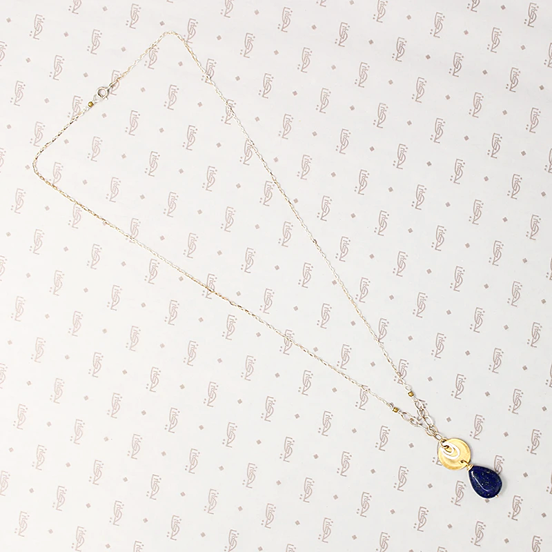 Deep Blue Lapis Necklace in Silver & Brass by Brin