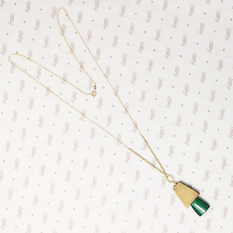 Bold Malachite & Brass Necklace by Brin