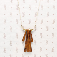 Warm Wood & Brass Fringe Necklace by Brin