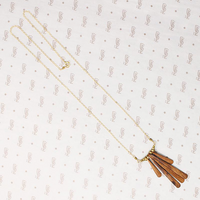 Warm Wood & Brass Fringe Necklace by Brin
