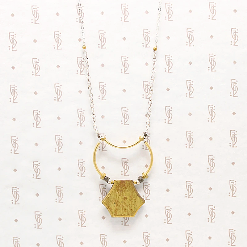Geometric Vintage Brass Necklace by Brin