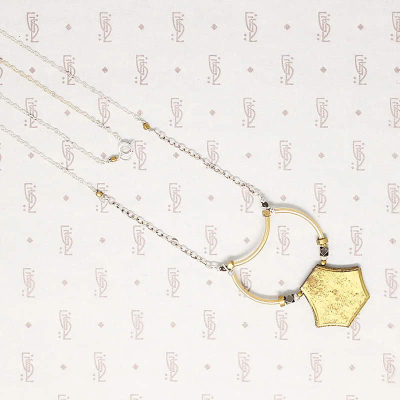 Geometric Vintage Brass Necklace by Brin