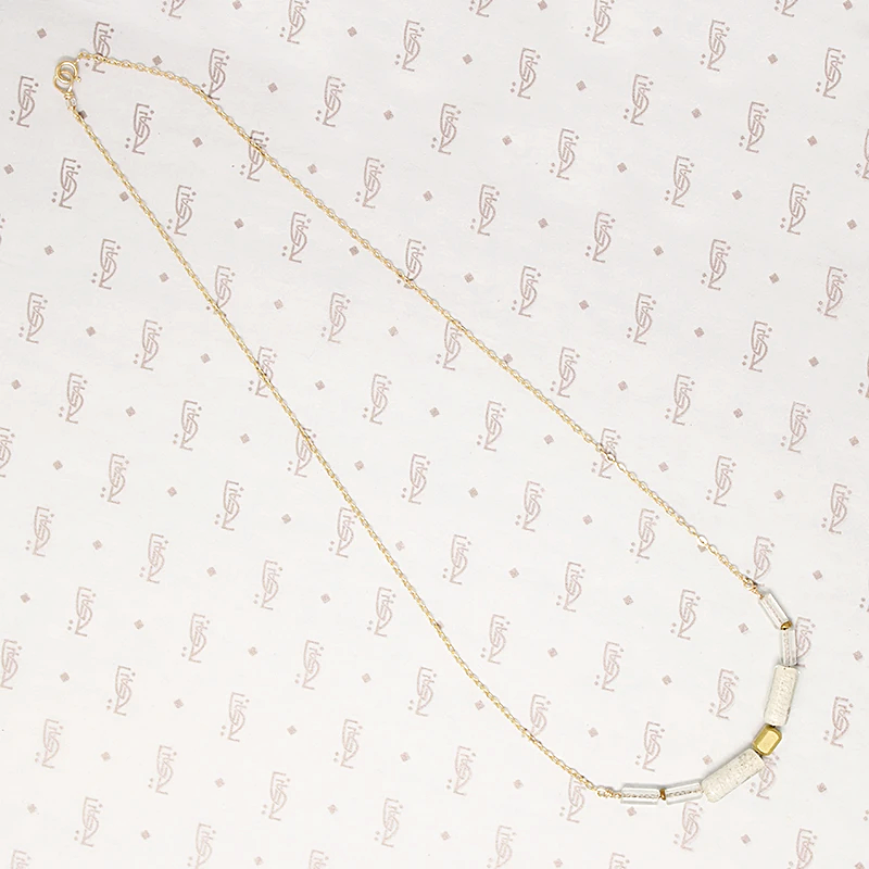 Cloudy Day Glass & Brass Bead Necklace by Brin