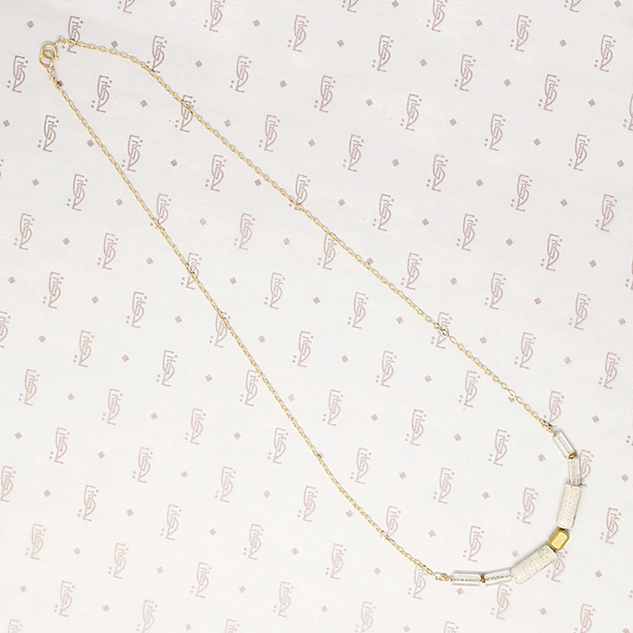 Cloudy Day Glass & Brass Bead Necklace by Brin