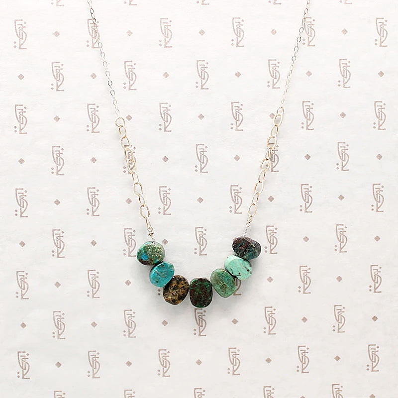Rough Hewn Turquoise & Silver Necklace by Brin