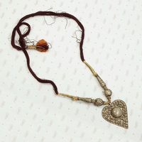 Unusual Silver Heart & Moss Agate Necklace