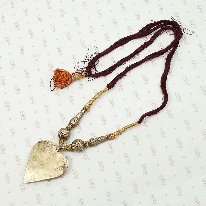 Unusual Silver Heart & Moss Agate Necklace