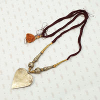 Unusual Silver Heart & Moss Agate Necklace