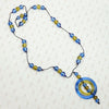 Incredible Blue & Yellow Peking Glass Necklace