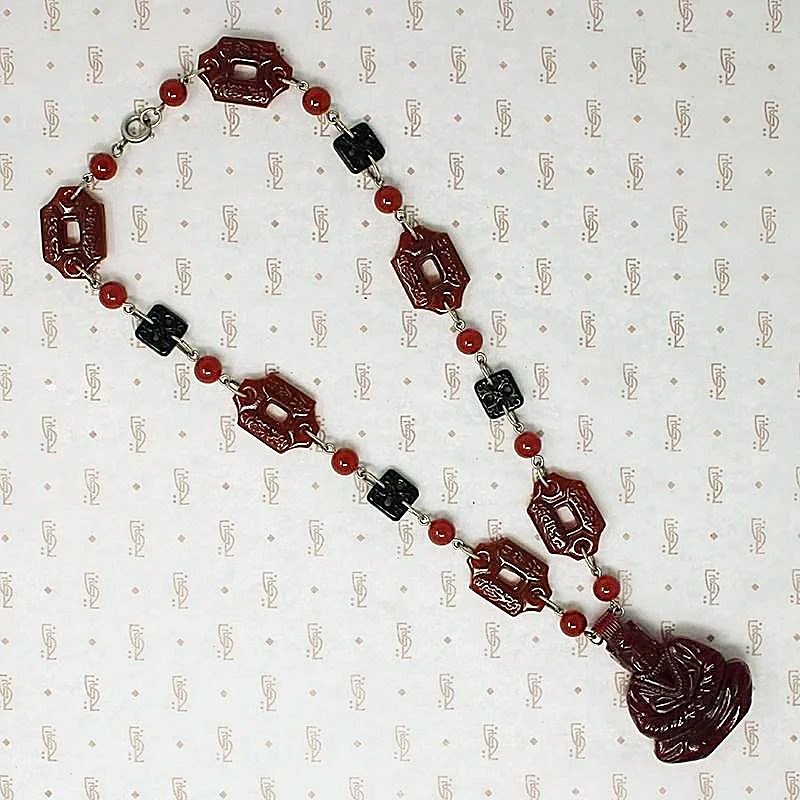 Dramatic Pressed Glass Buddha Necklace
