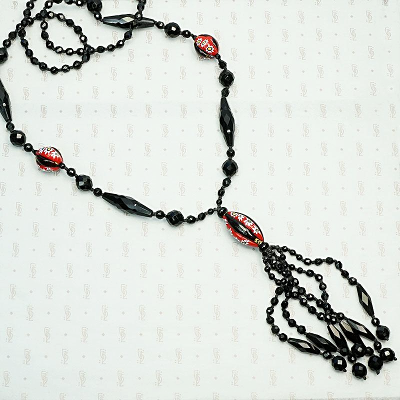 Bold & Graphic Millifiori Bead Sautoir Necklace