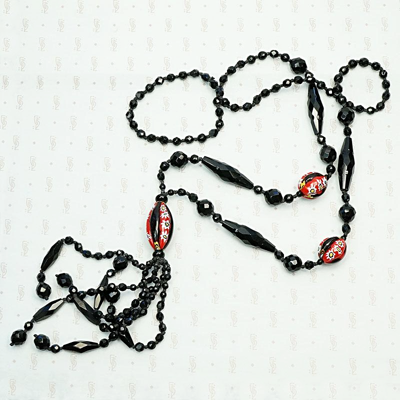 Bold & Graphic Millifiori Bead Sautoir Necklace