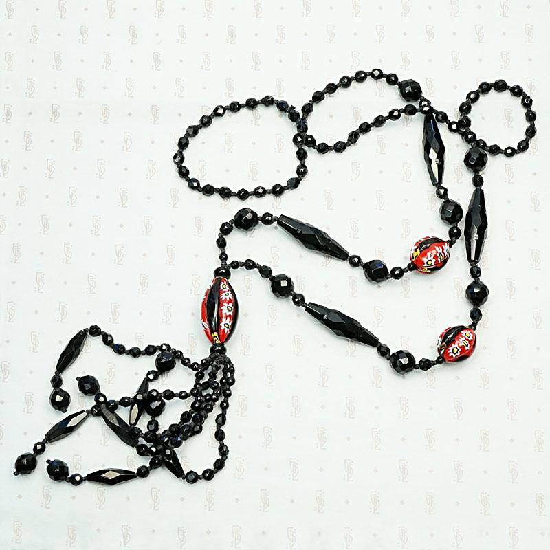 Bold & Graphic Millifiori Bead Sautoir Necklace