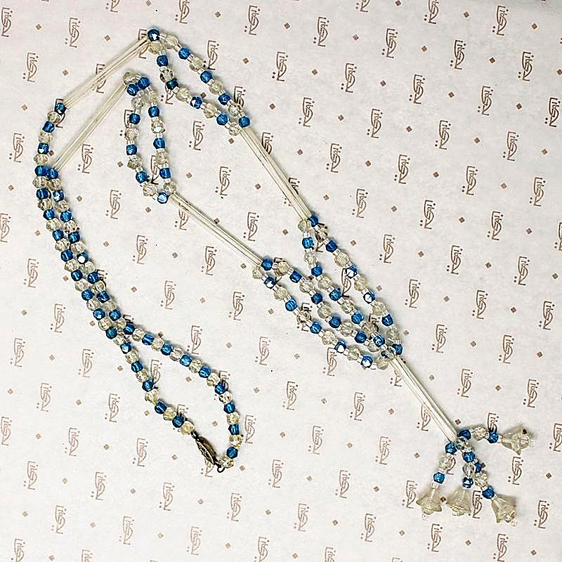 Sweet Blue & White Bead Sautoir Necklace